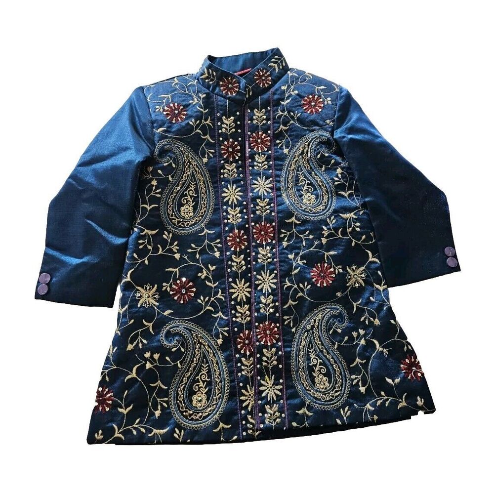 Vintage Kids' Embroidered Sherwani Jacket - One-of-a-Kind, Small (Baby)